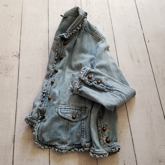 J. Jill Ruffle Trim Denim Jacket - Picture 3 of 8